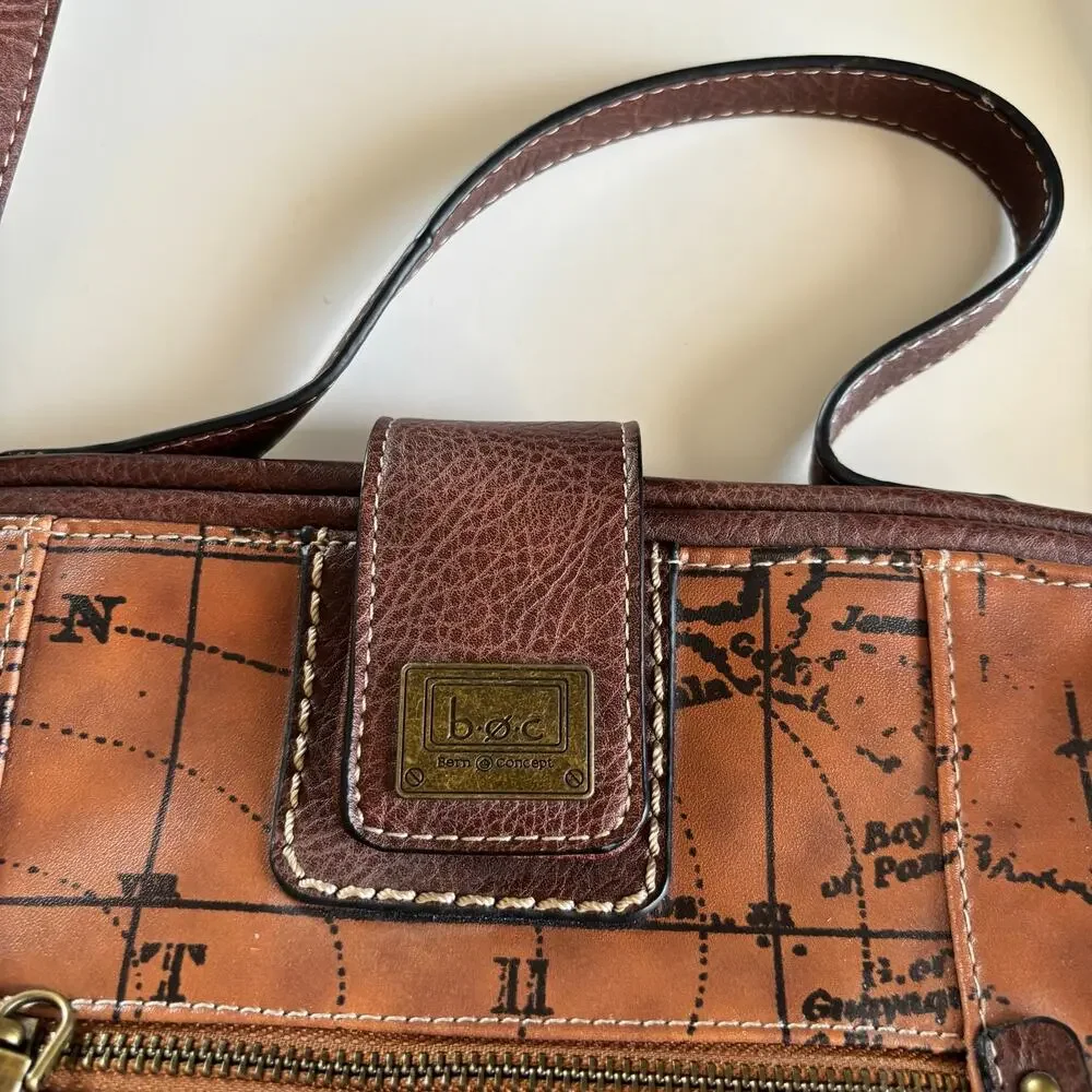 B.O.C Born Concepts World Map Faux Leather Purse Over The Shoulder Handbag Boho